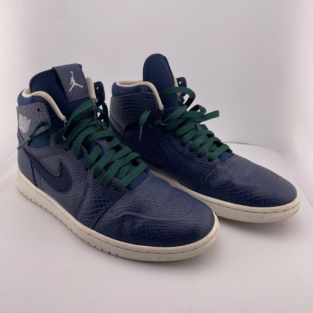 Jordan 1 Retro High Deconstructed Snakeskin Nouveau Navy Blue Sneakers‎ Size 9.5